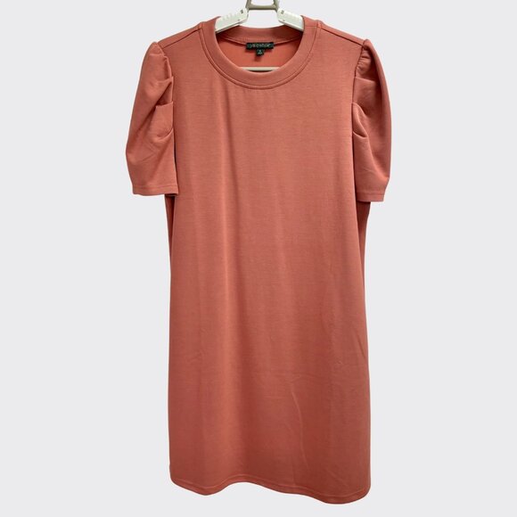 For Cynthia Puff Sleeve T-Shirt Mini Dress Dusty Rose Modal Soft Stretch Size S - Picture 1 of 7